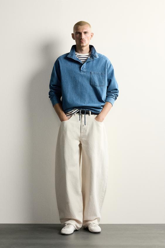 CAMISA POLO DENIM LIGERO LAVADO - Azul claro de Zara - Imagen 0