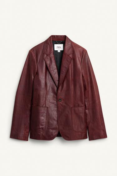 LIMITED EDITION LEATHER SUIT BLAZER - Brown by Zara