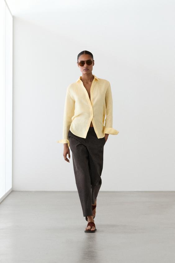 Slim fit linen blend trousers from Zara - $130
