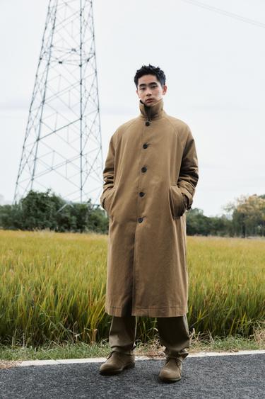 Zara 二合一拼接風衣 - 焦糖色