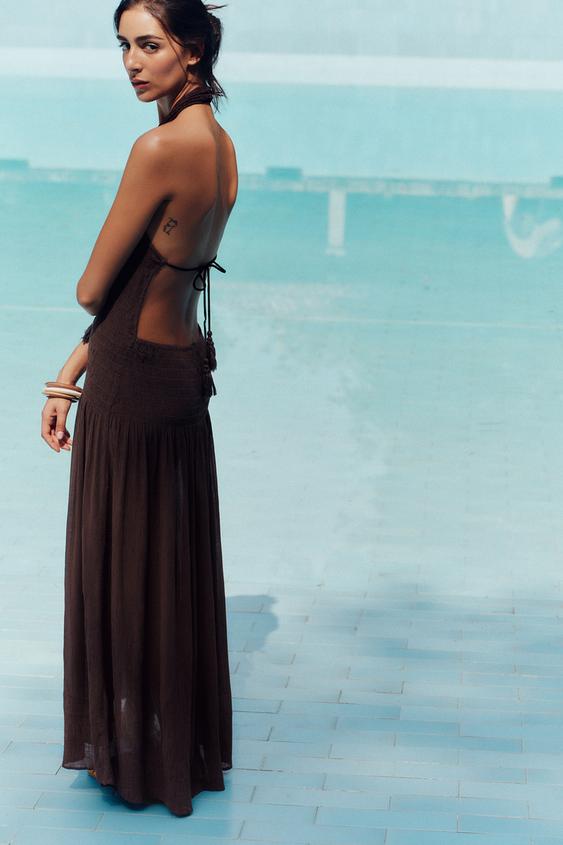 SMOCKED HALTER DRESS