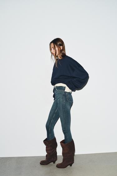 TRF SKINNY HIGH-WAIST JEANS - Blue / Grey by Zara