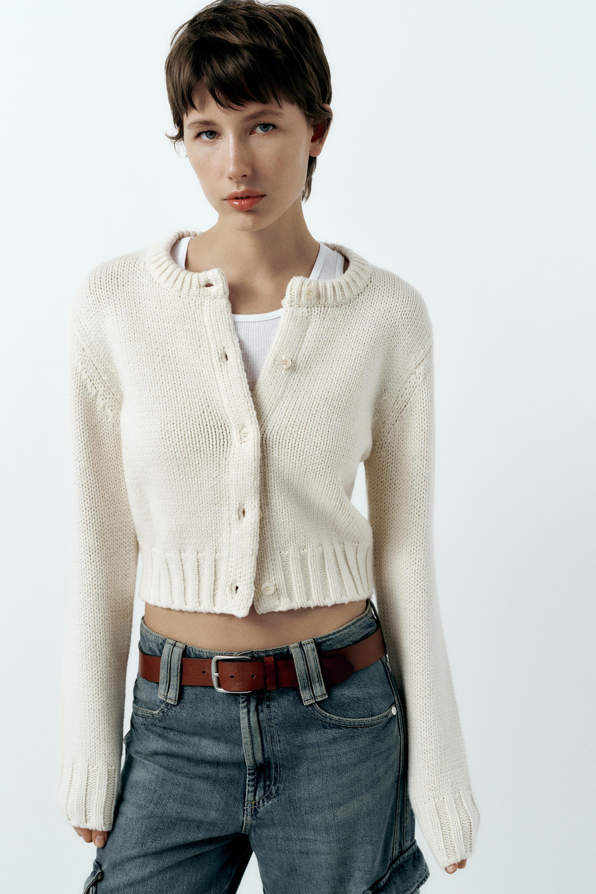 WOOL BLEND KNIT CARDIGAN Ecru ZARA United Kingdom