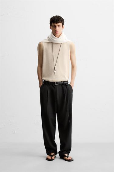 PANTALON COUPE DÉCONTRACTÉE À PLIS - Noir de Zara - Image 0
