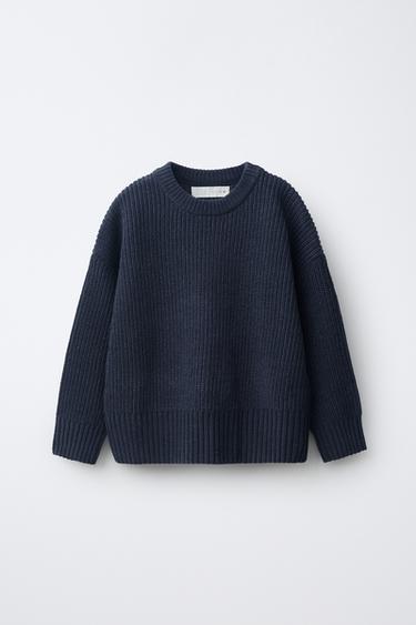 CHENILLE KNIT JUMPER - Blue / Grey by Zara