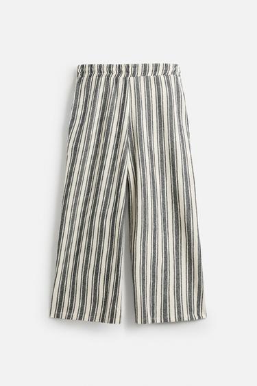 STRIPED JACQUARD TROUSERS - White / Navy by Zara - Image 7