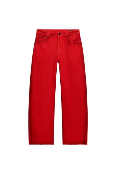 Zara ZW COLLECTION MID-RISE JEANS - Red