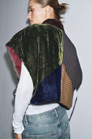 QUILTED VELVET GILET WITH CONTRASTING DETAILS - Multicoloured by Zara - Image 3
