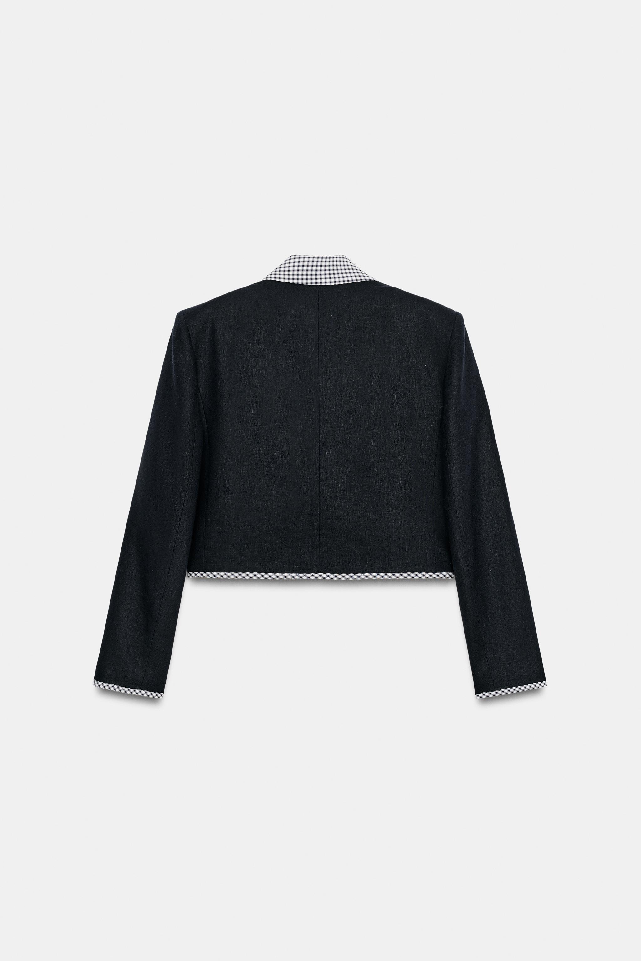 KISA KONTRAST PÖTİKARELİ BLAZER - Görsel 8