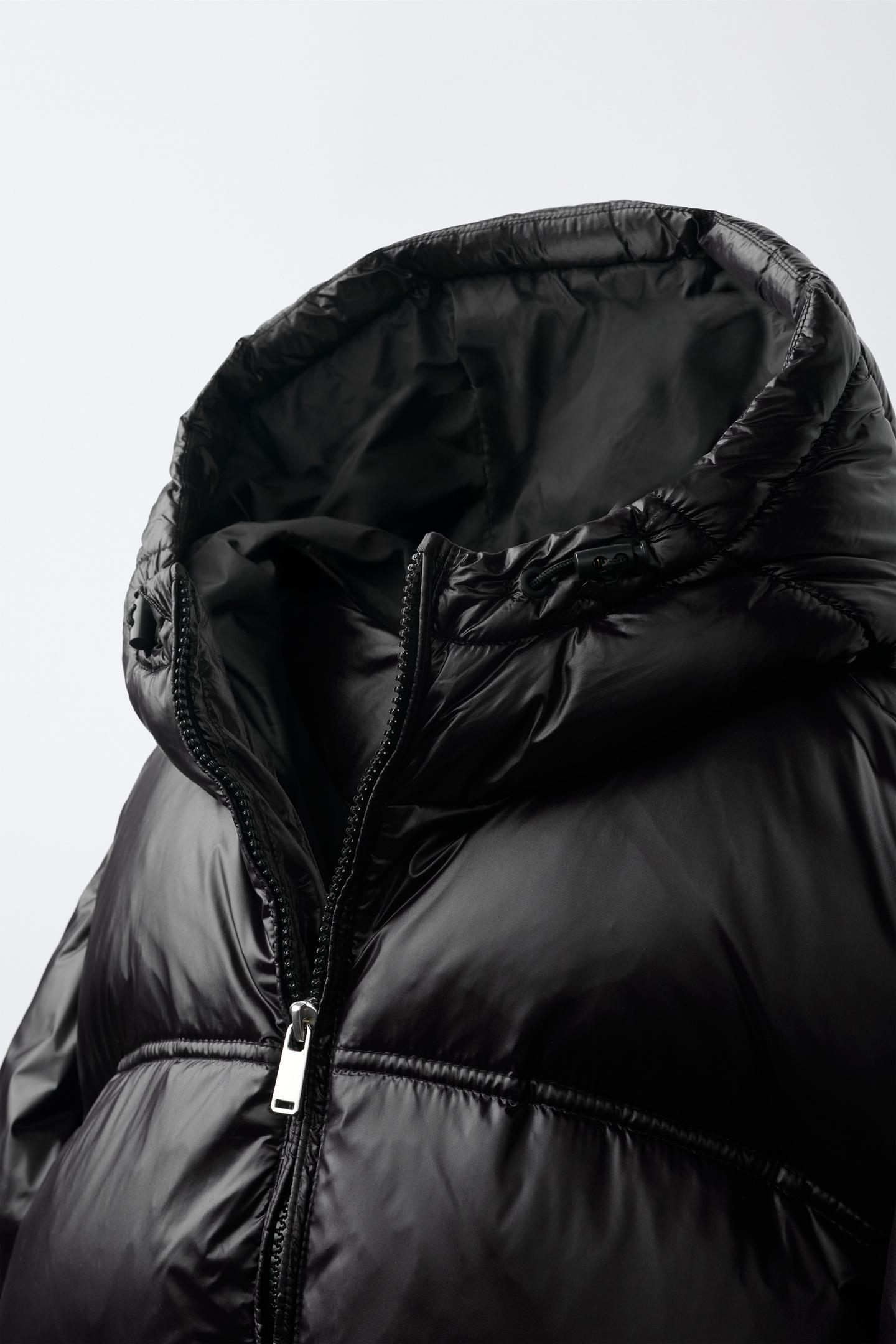 Детская куртка Zara 50/50 Down and Feather Glossy Water-Repellent Puffer, цвет: Чёрный — фото 5