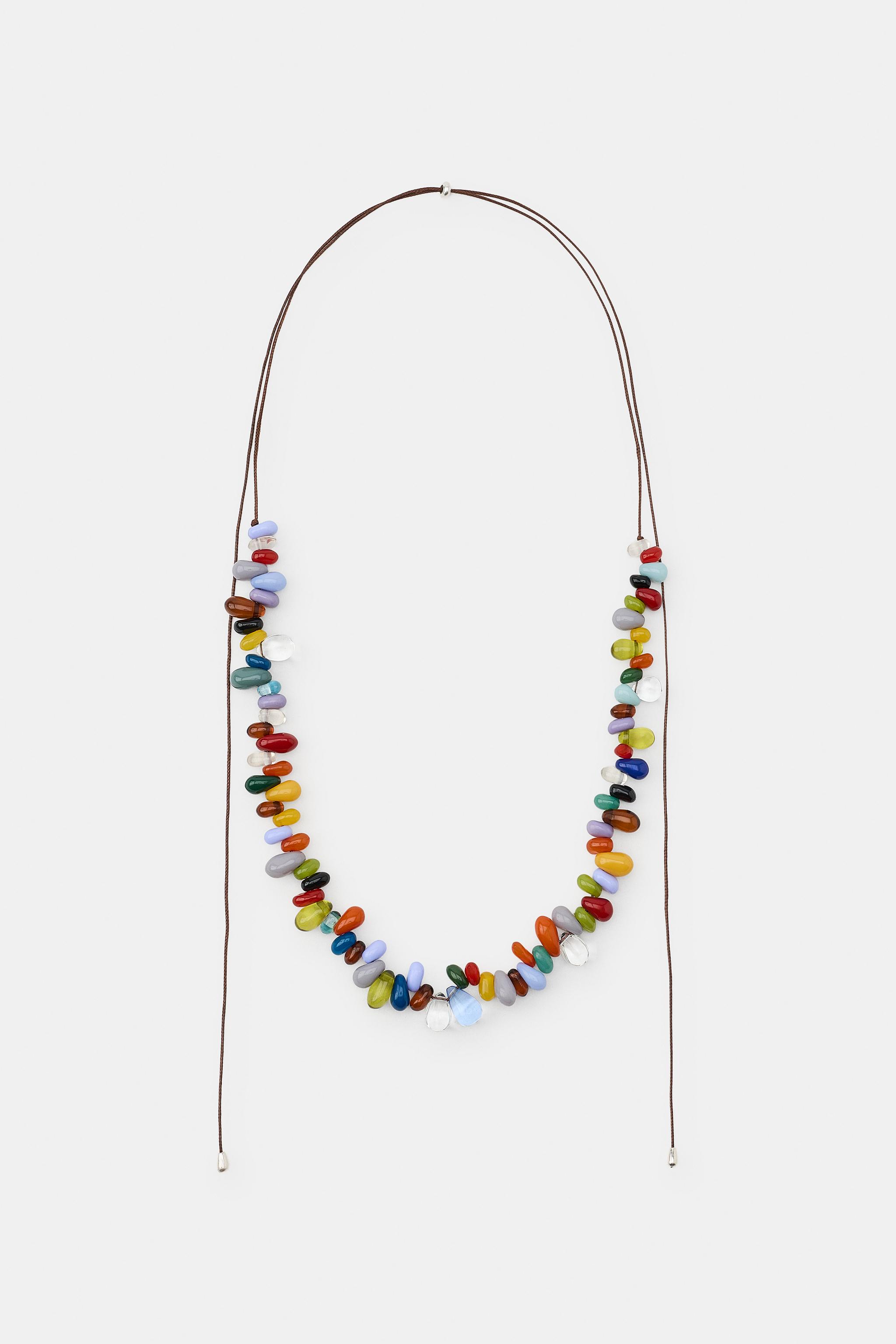 RESIN PIECE CORD NECKLACE — Multicolored