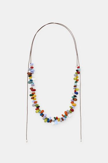 RESIN PIECE CORD NECKLACE - Multicoloured by Zara