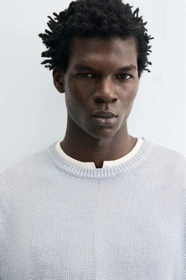 PULL REGULAR FIT 100% LIN - Bleu / Acier de Zara - Image 4