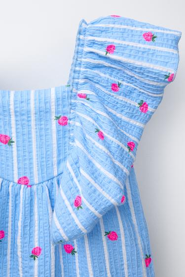 ROBE IMPRIMÉE À VOLANT - Bleu clair de Zara - Image 2