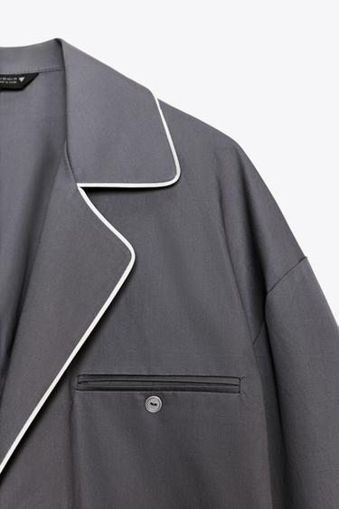 CHEMISE EN POPELINE LISERÉ - bleu pétrole délavé de Zara - Image 8