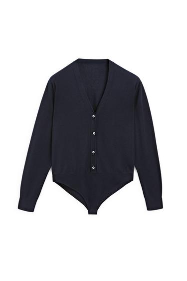 Body avec boutons fantaisie en soie mélangée - STUDIO - Bleu marine de Zara