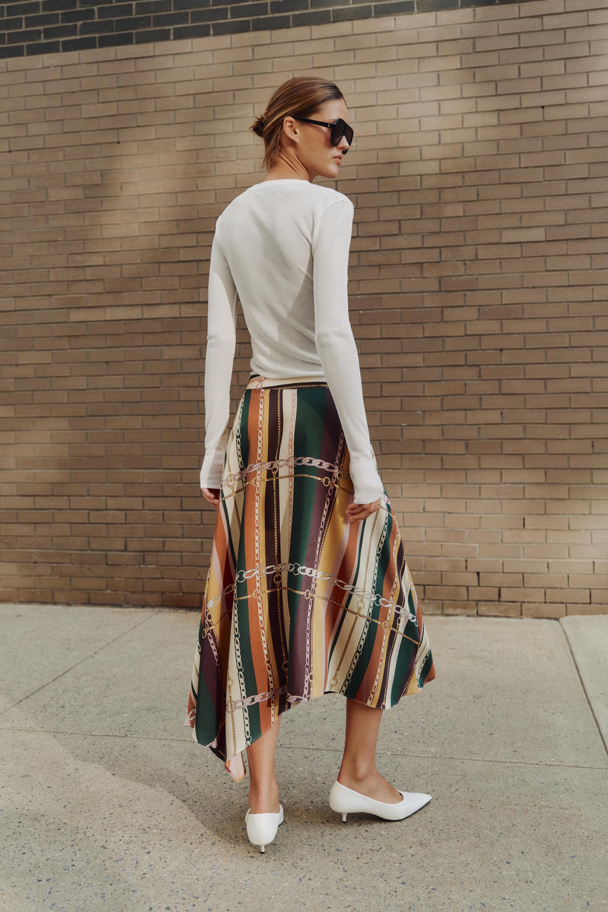 PRINTED ASYMMETRIC SKIRT - thumbnail 4