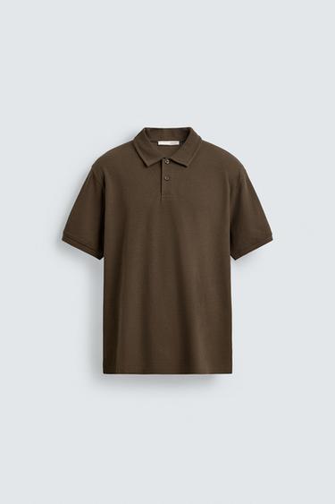 POLO REGULAR FIT BERTEKSTUR - Cokelat dari Zara