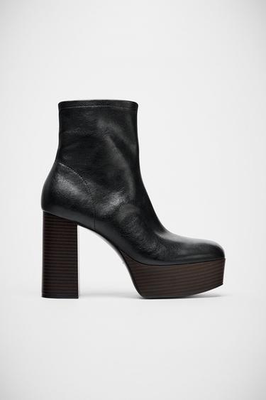 PLATFORM HEELED ANKLE BOOTS - Black by Zara