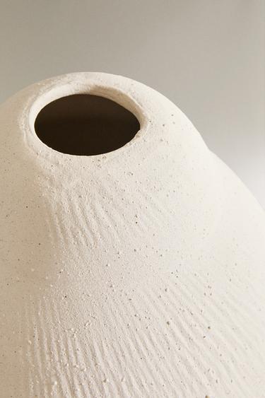 ROUGH CERAMIC VASE - Ecru by Zara - Image 1