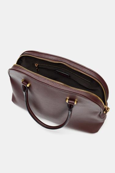 CITY BAG WITH DOUBLE HANDLE - Burgundy Red by Zara - Image 6