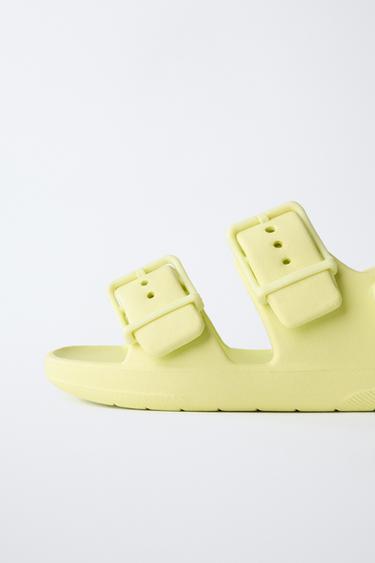 BUCKLED RUBBERISED SANDALS - Lime Green by Zara - Image 5