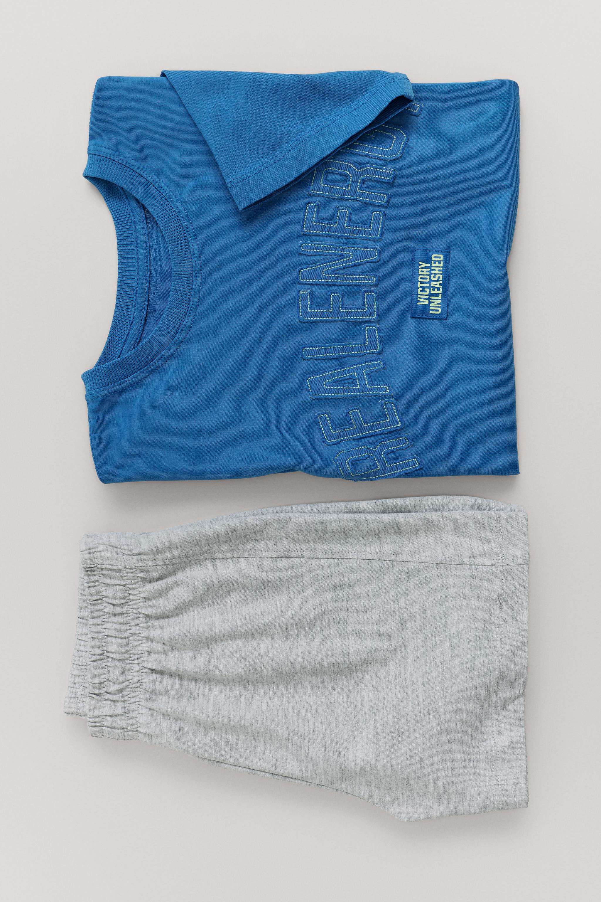 6-14 YEARS / TEXT PATCH PYJAMAS — Bluish