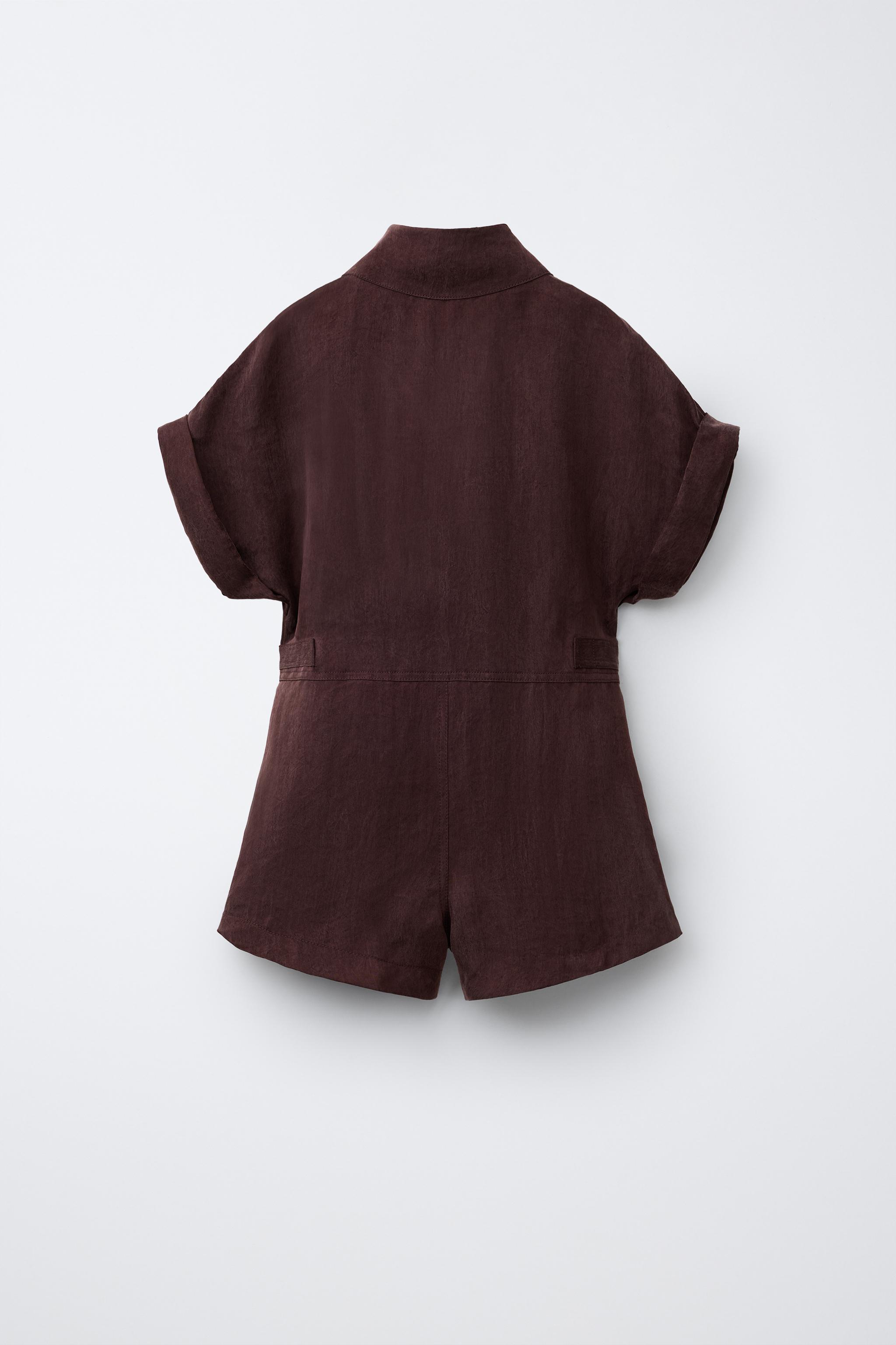 ショート丈ルーズフィットジャンプスーツ - ボルドー | ZARA Japan / 日本