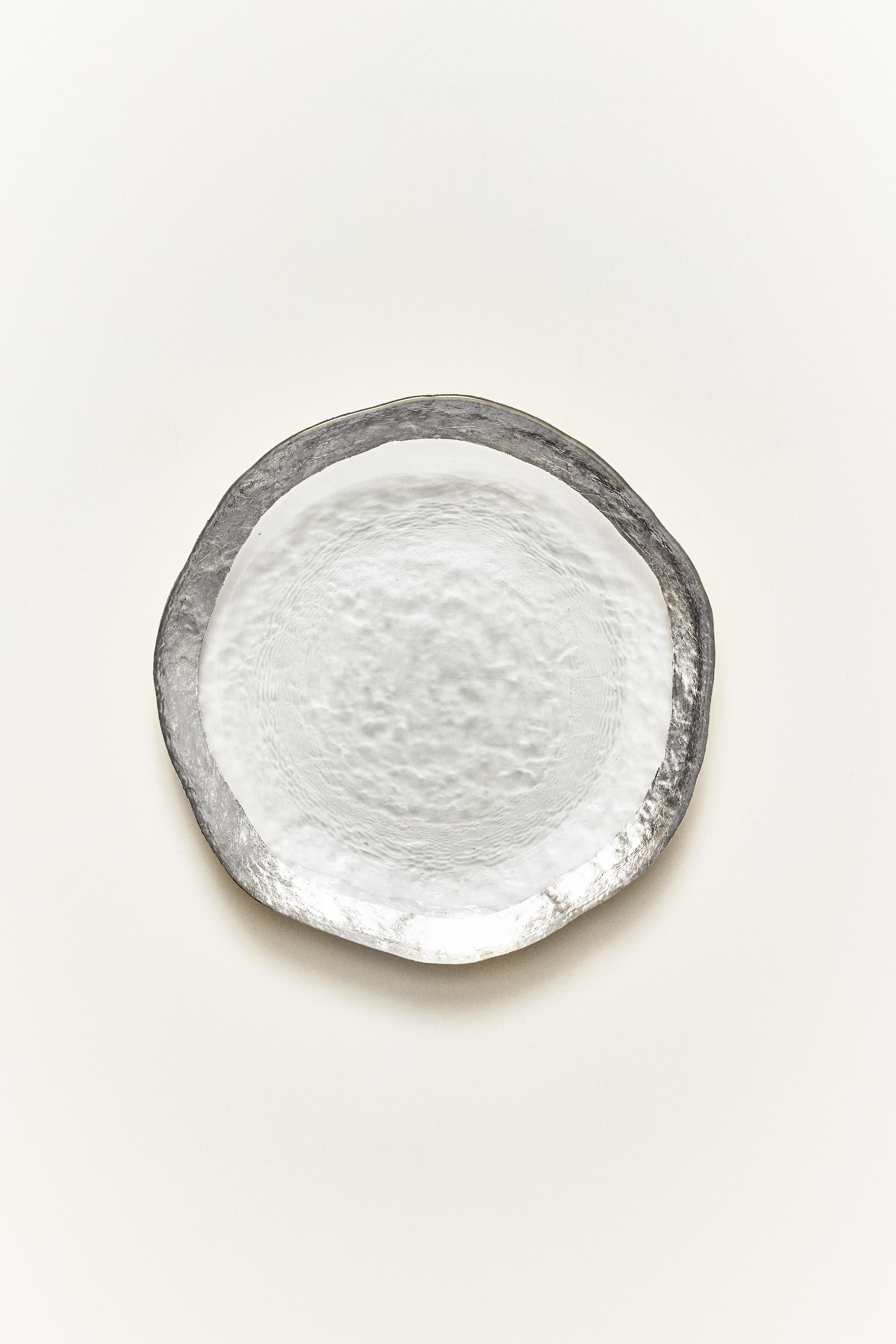 GLASS SIDE PLATE WITH RIM — Silver