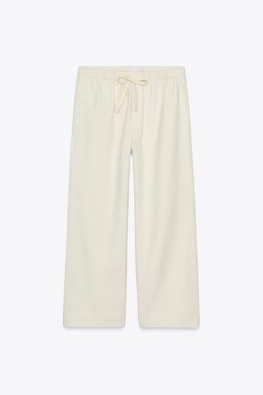 Zara ZW COLLECTION JOGGER PANTS - Ecru