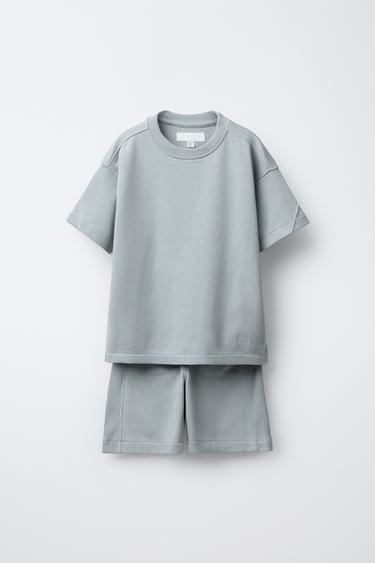 WAFFLE T-SHIRT AND BERMUDA SHORTS SET - Grey by Zara