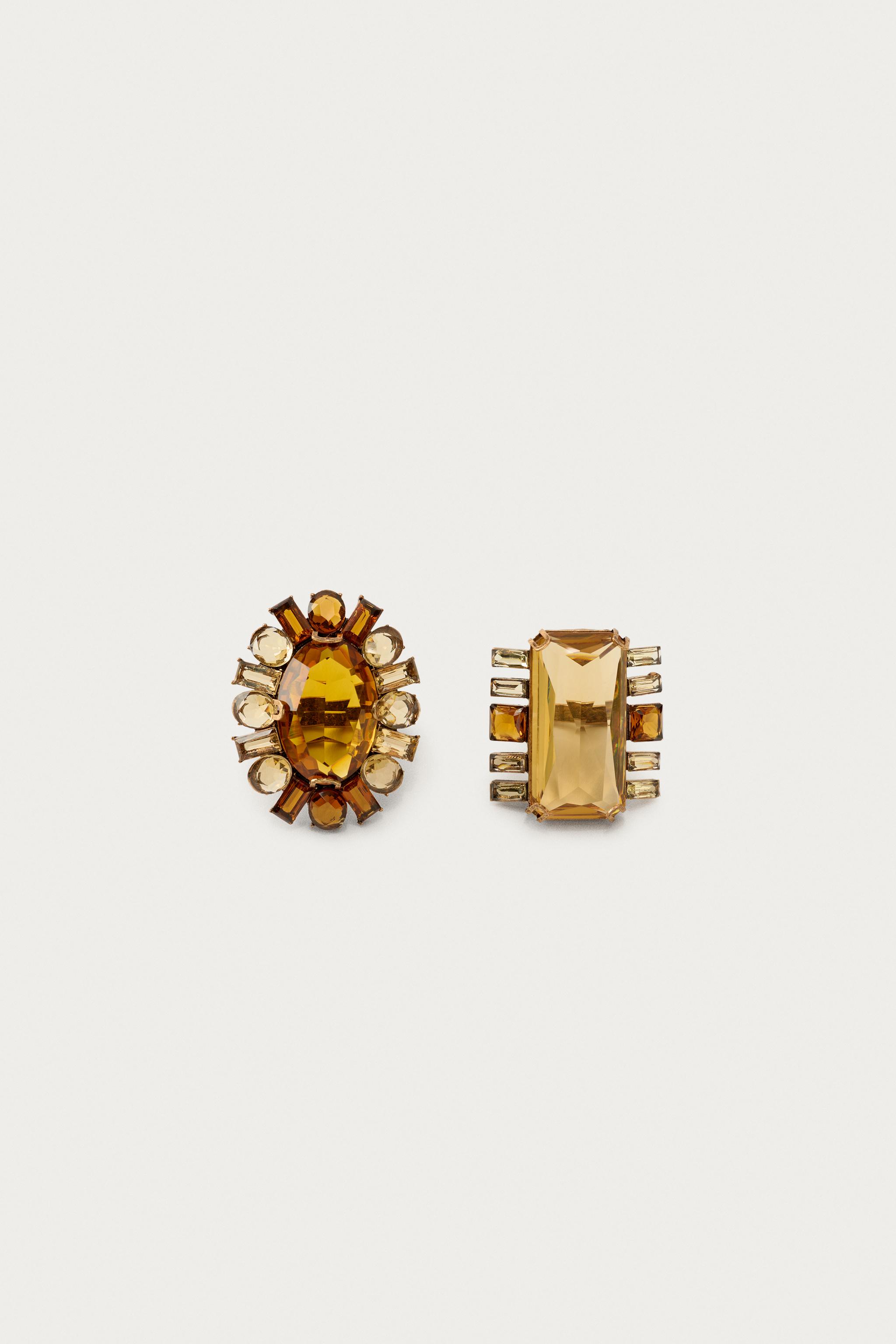 2-PACK OF FLOWER & RECTANGLE RINGS MARISA BERENSON X ZARA — Golden