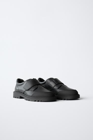 Zara LEATHER SCHOOL SHOES - Black