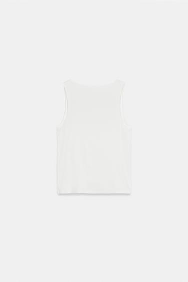 FLORAL SLEEVELESS TOP - Oyster-white by Zara - Image 4