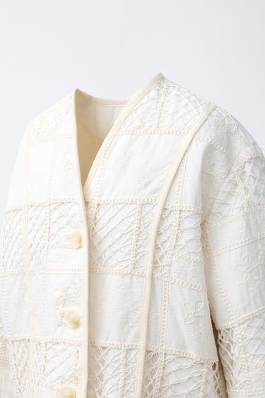 BLOUSON PATCHWORK - Écru de Zara - Image 4