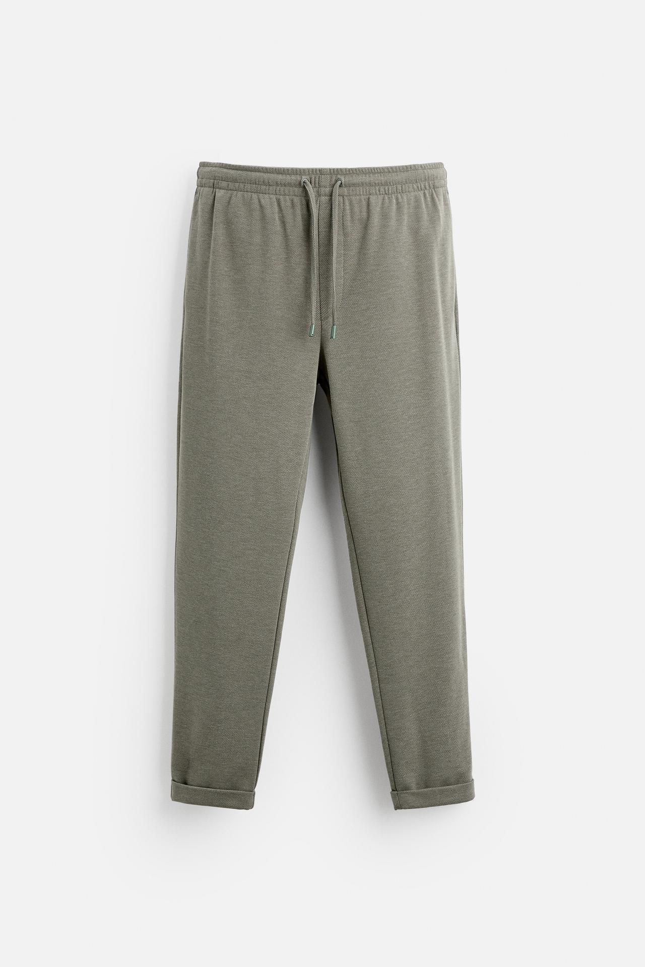 Zara EASY CARE JOGGER WAIST PANTS - Khaki