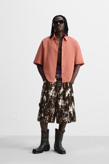 CHECKED SEERSUCKER SHIRT - Red by Zara - Image 0