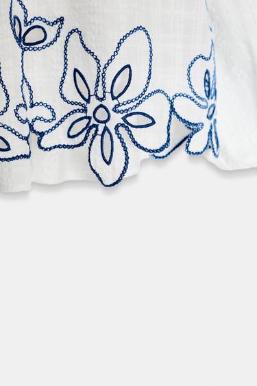 EMBROIDERED FLORAL BLOUSE - Ecru by Zara - Image 9