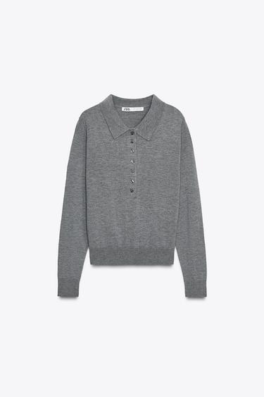 JERSEY POLO PUNTO LISO - Gris vigoré de Zara