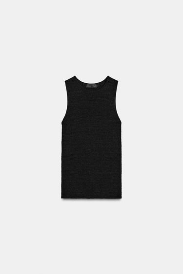 PLAIN TEXTURED TOP - Black by Zara