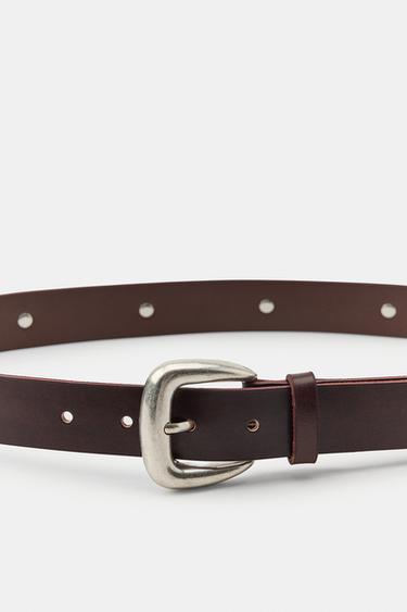 CEINTURE EN CUIR 100% CLOUS CŒUR - Marron de Zara - Image 1