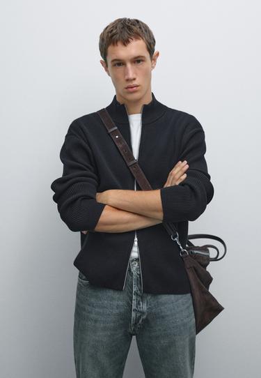Zara 100% cotton zip cardigan - Navy blue