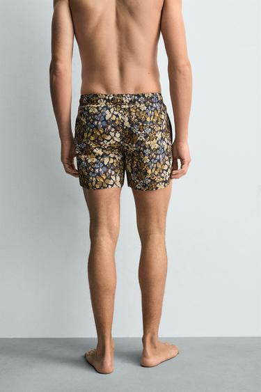 MID-LENGTH FLORAL PRINT SWIMMING TRUNKS - Brown by Zara - Image 2