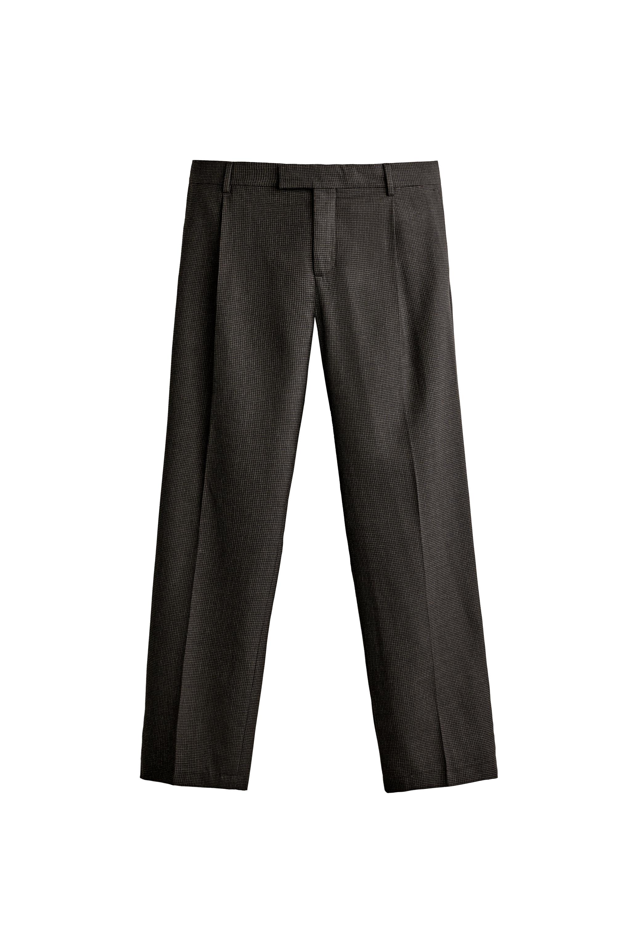 PANTALON COSTUME PIED-DE-POULE AVEC LAINE