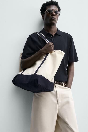 REGULAR FIT COTTON BLEND KNIT POLO SHIRT - Dark navy by Zara - Image 5