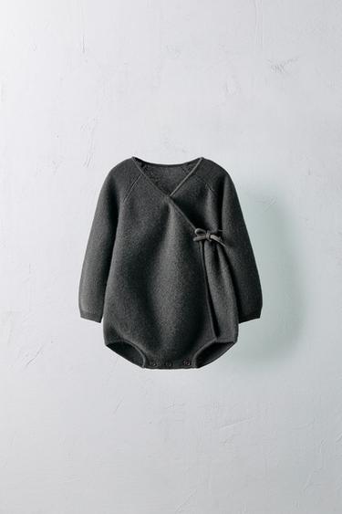 1-9 MONTHS/ LIMITED EDITION 100% CASHMERE CROSSOVER ROMPER - Anthracite grey by Zara - Image 0