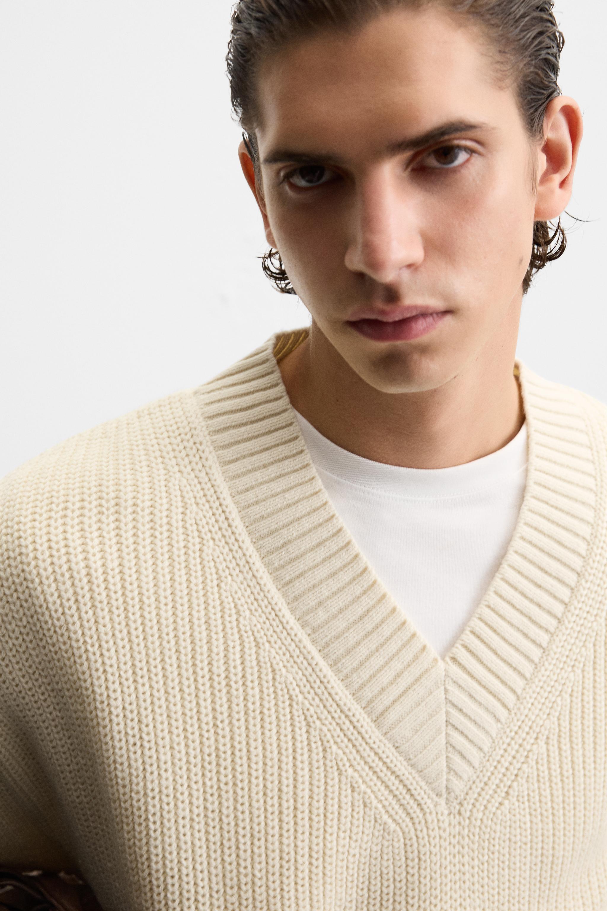 テクスチャードVネックセーター - エクリュ | ZARA Japan / 日本