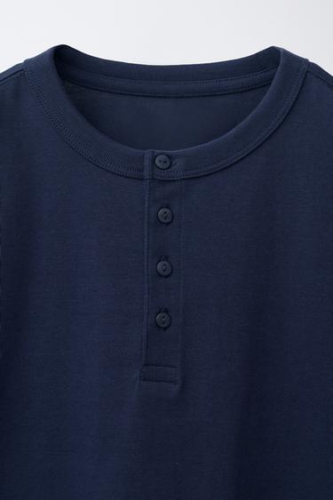 POLO À COL TUNISIEN - Bleu marine de Zara