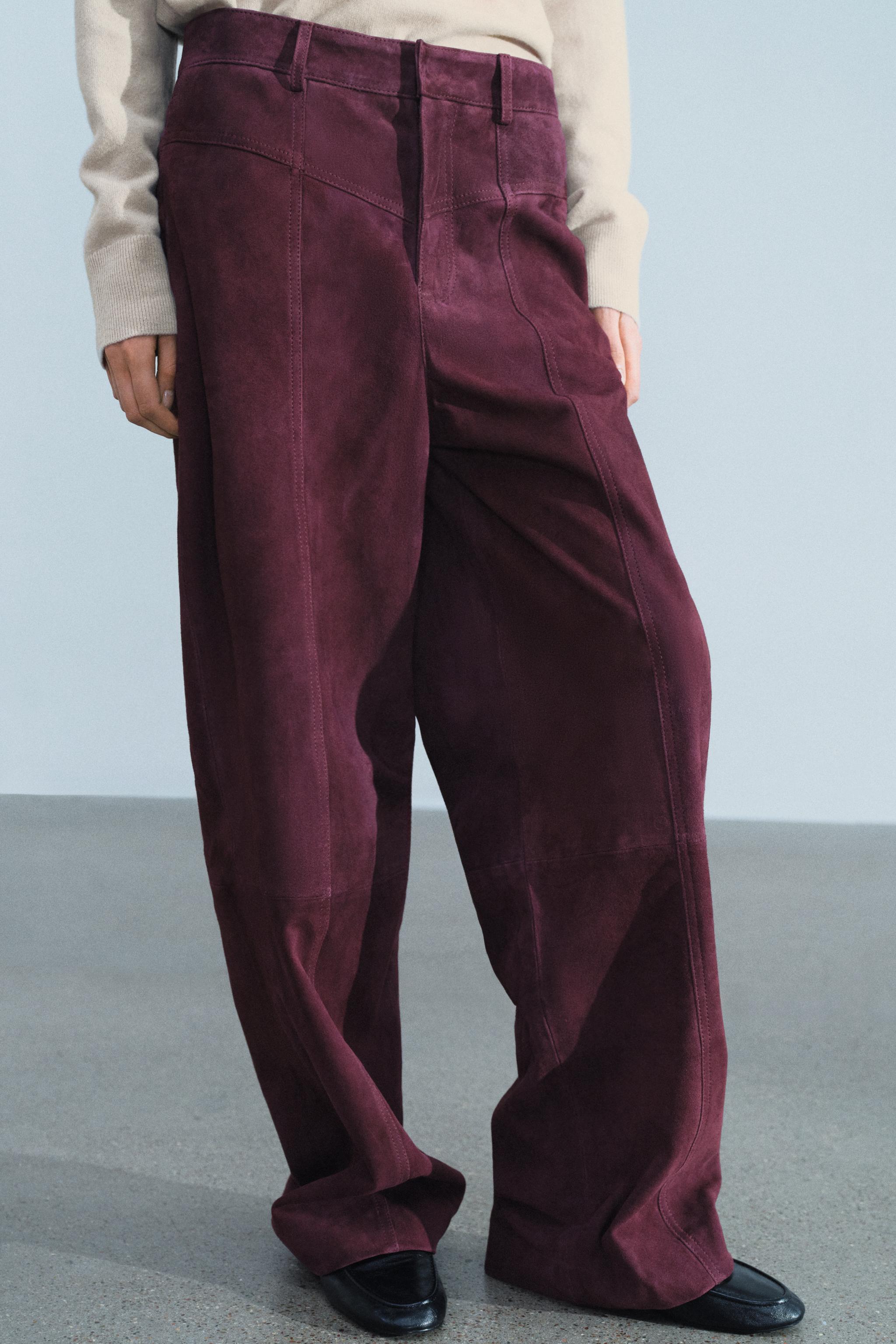 PANTALON EN CUIR DAIM 100 % AVEC POCHES ZW COLLECTION