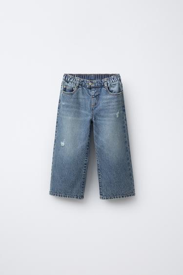 JEANS WIDE LEG CORAZÓN - Azul de Zara